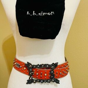 B.B. Simon Orange/Coral Embellished Belt